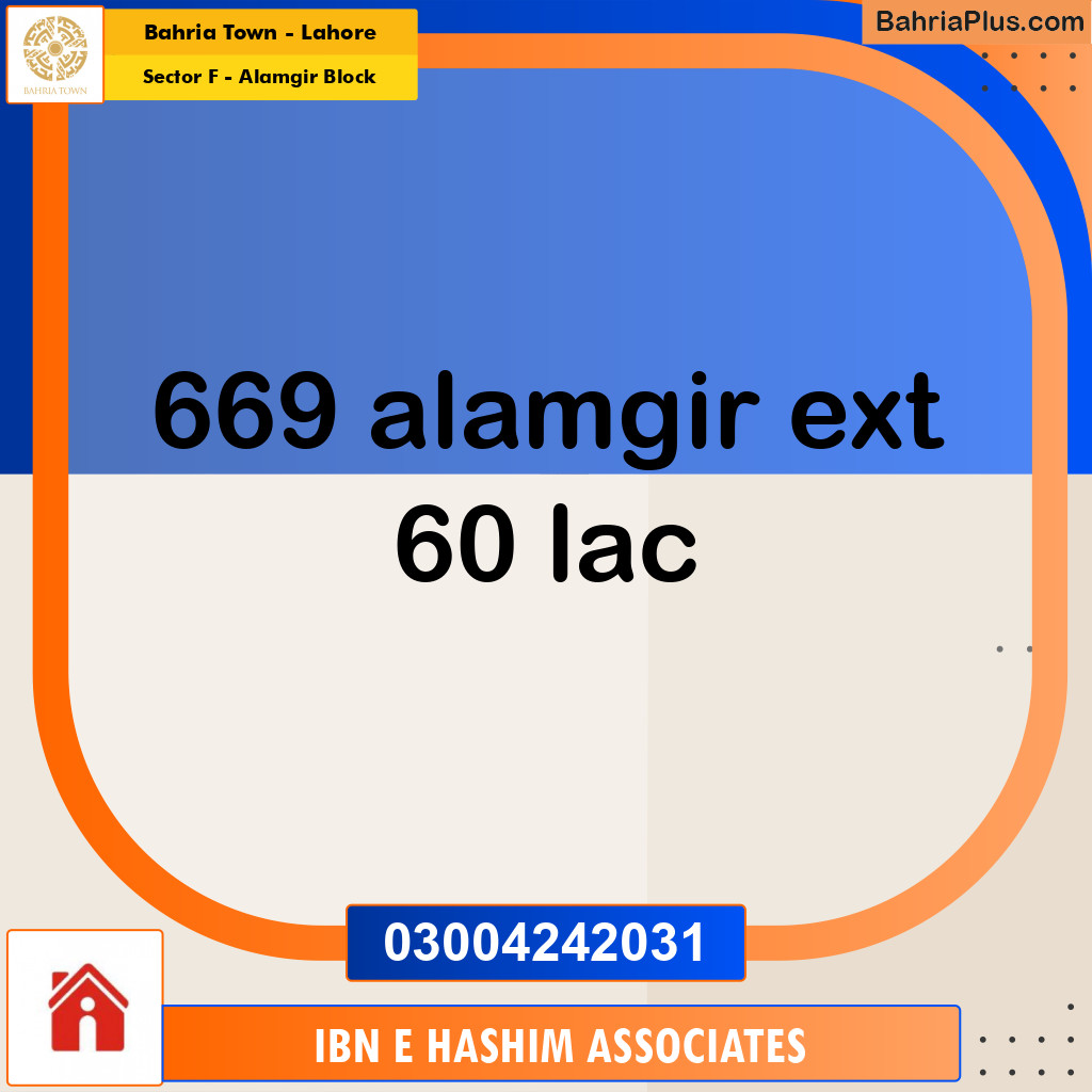 Residential Plot for Sale in Sector F - Alamgir Block -  Bahria Town, Lahore - (BP-176201)