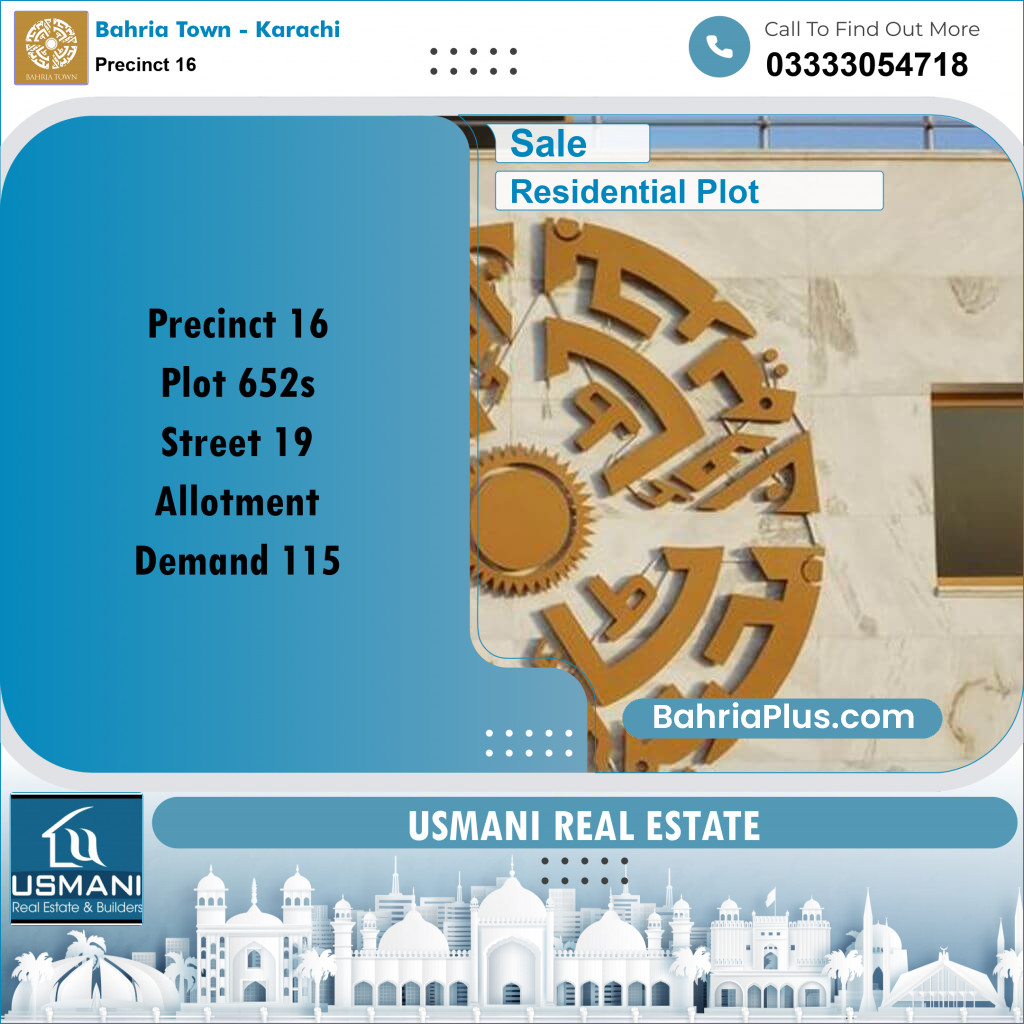 250 Sq. Yards Residential Plot for Sale in Precinct 16 -  Bahria Town, Karachi - (BP-176240)