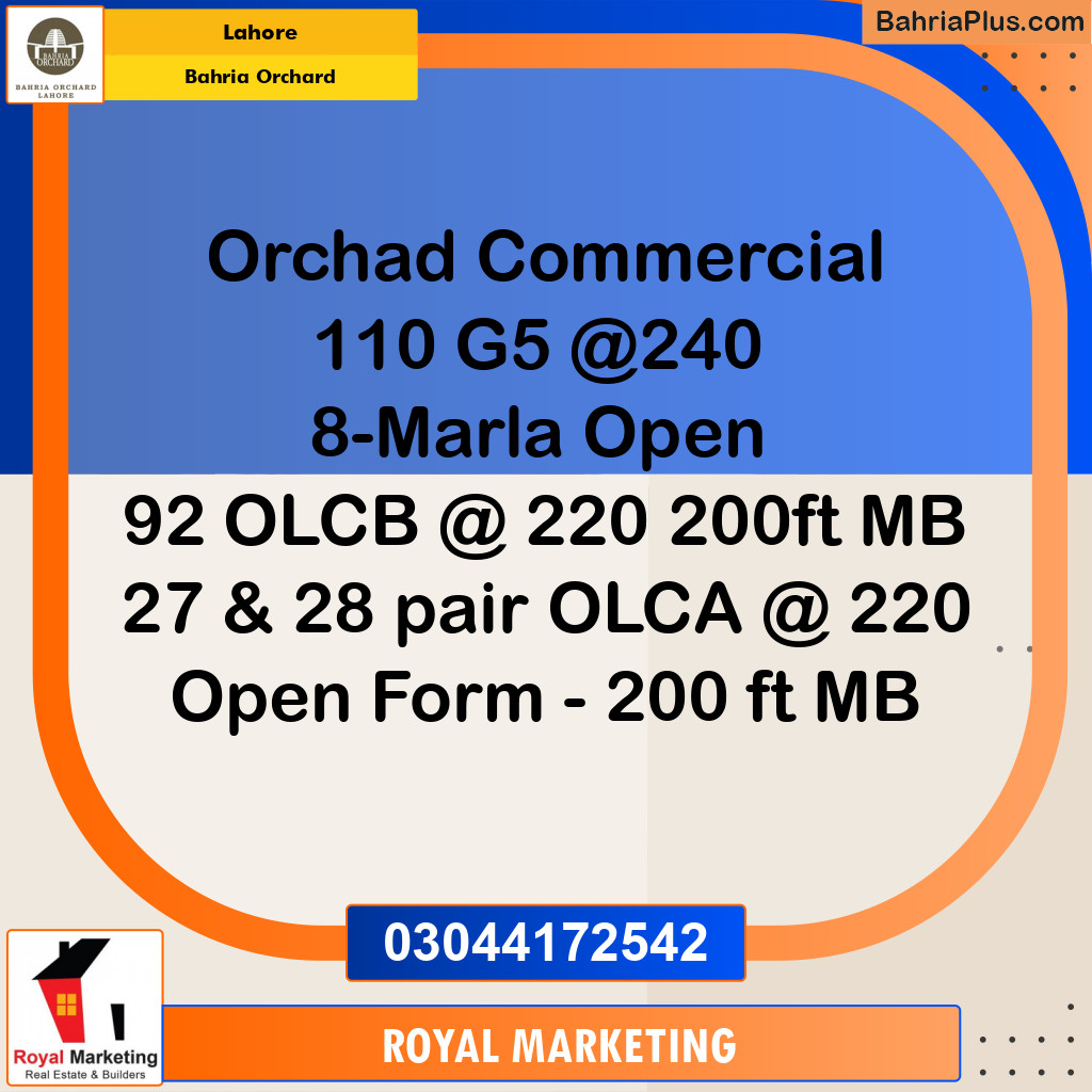 Commercial Plot for Sale in Bahria Orchard, Lahore - (BP-176258)
