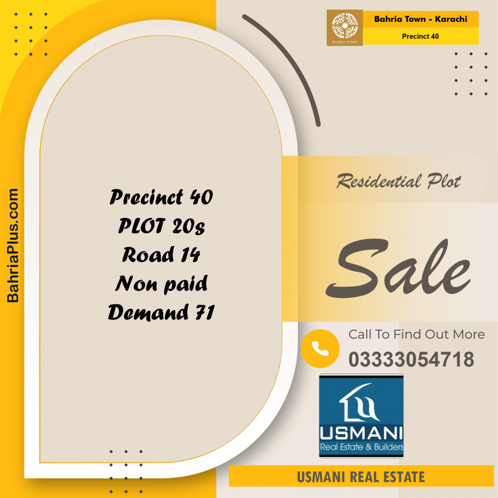 Residential Plot for Sale in Precinct 40 -  Bahria Town, Karachi - (BP-176262)