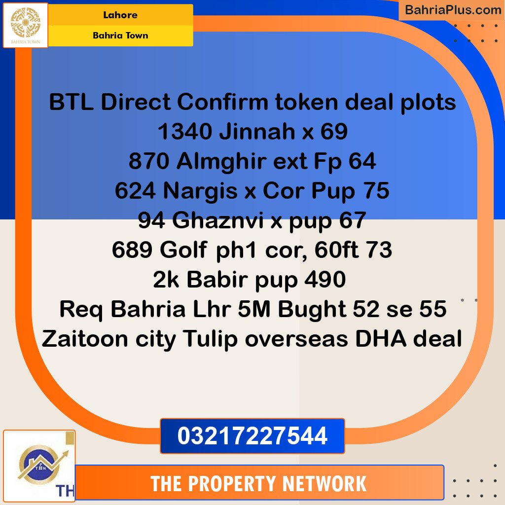 Residential Plot for Sale in Sector E - Jinnah Ext. Block -  Bahria Town, Lahore - (BP-176264)