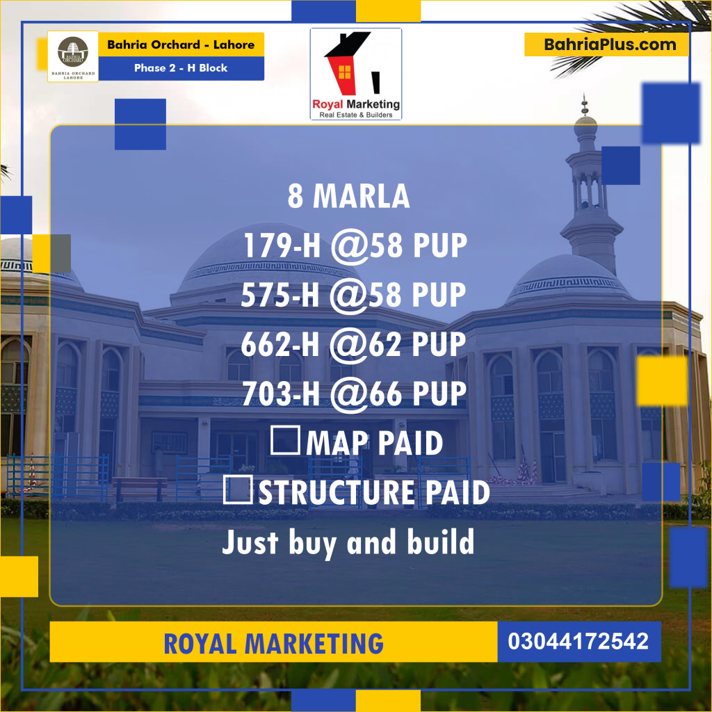 Residential Plot for Sale in Phase 2 - H Block -  Bahria Orchard, Lahore - (BP-176278)