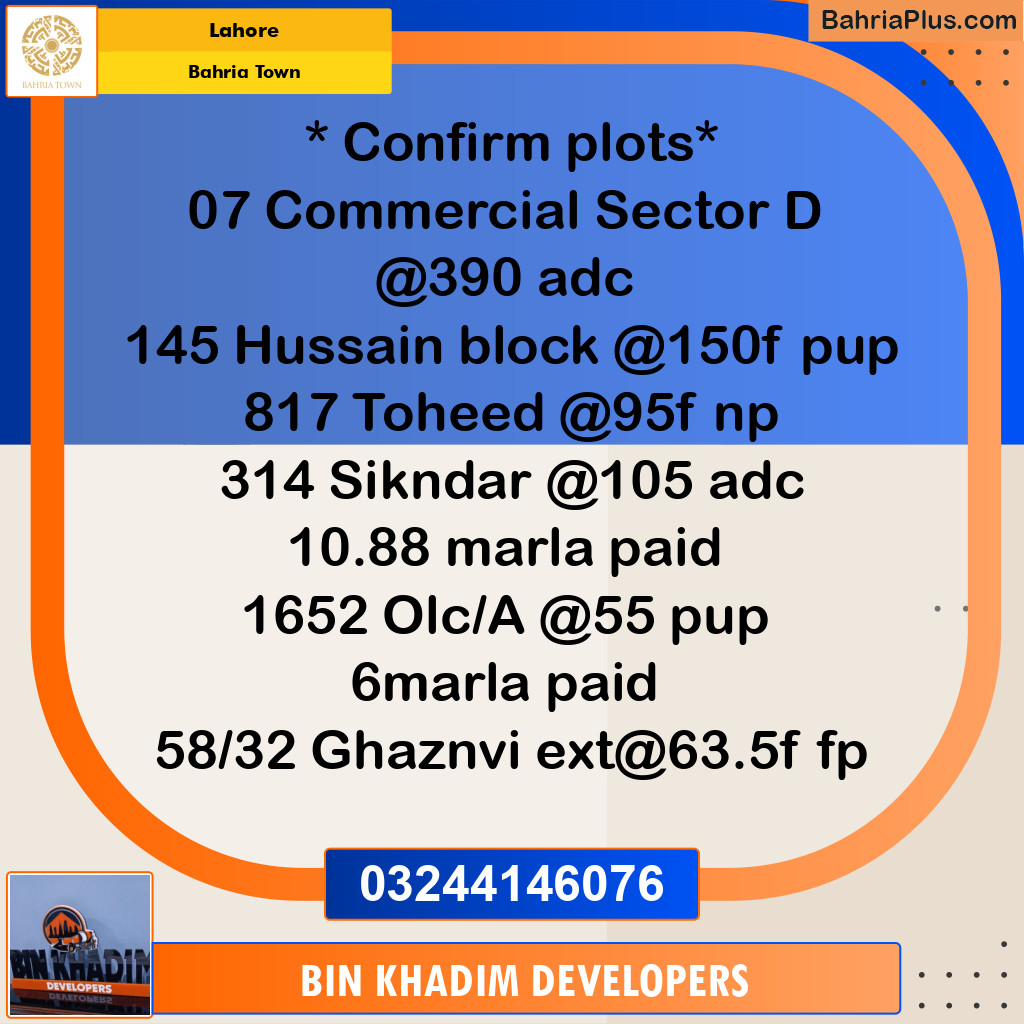 Residential Plot for Sale in Bahria Town, Lahore - (BP-176341)