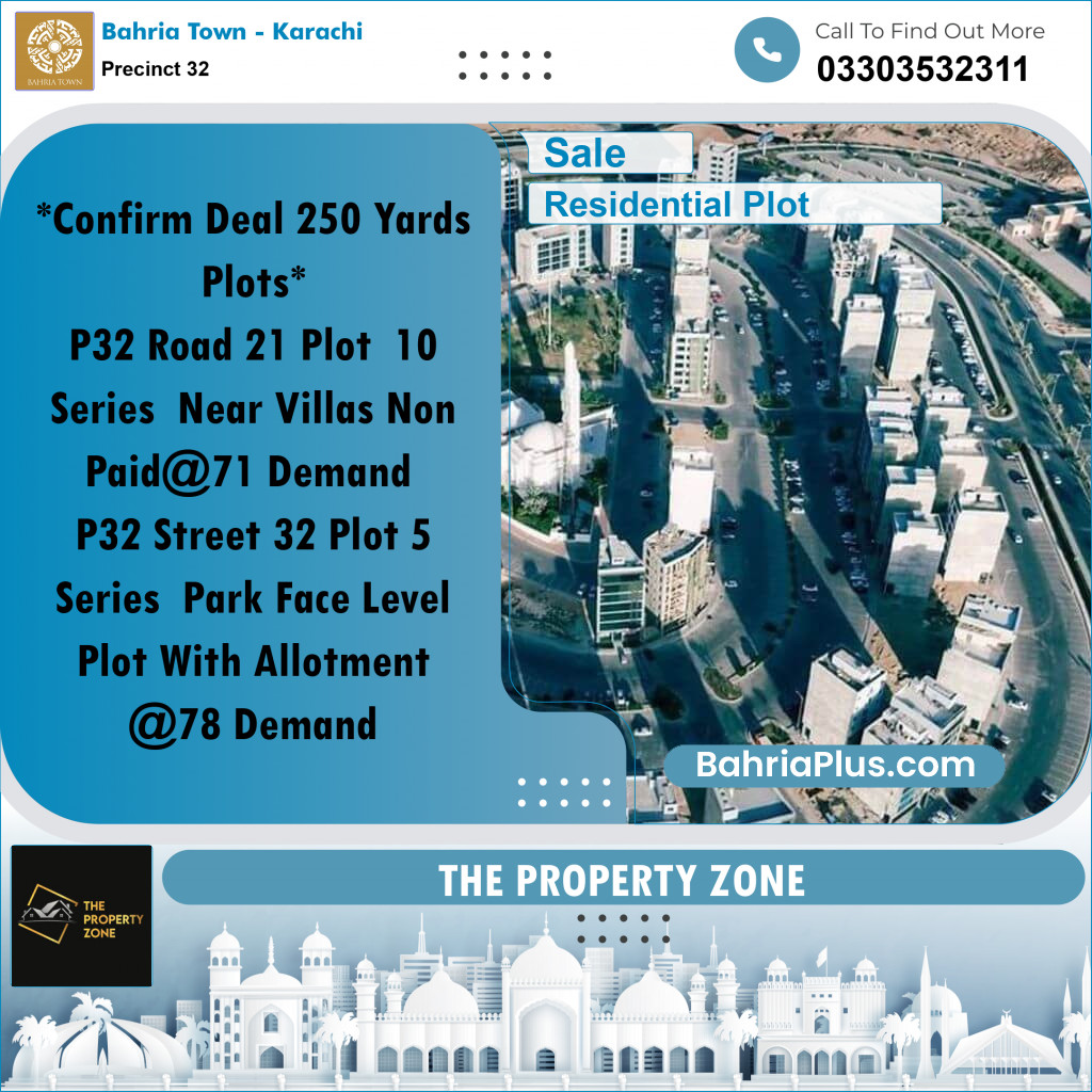 250 Sq. Yards Residential Plot for Sale in Precinct 32 -  Bahria Town, Karachi - (BP-176366)