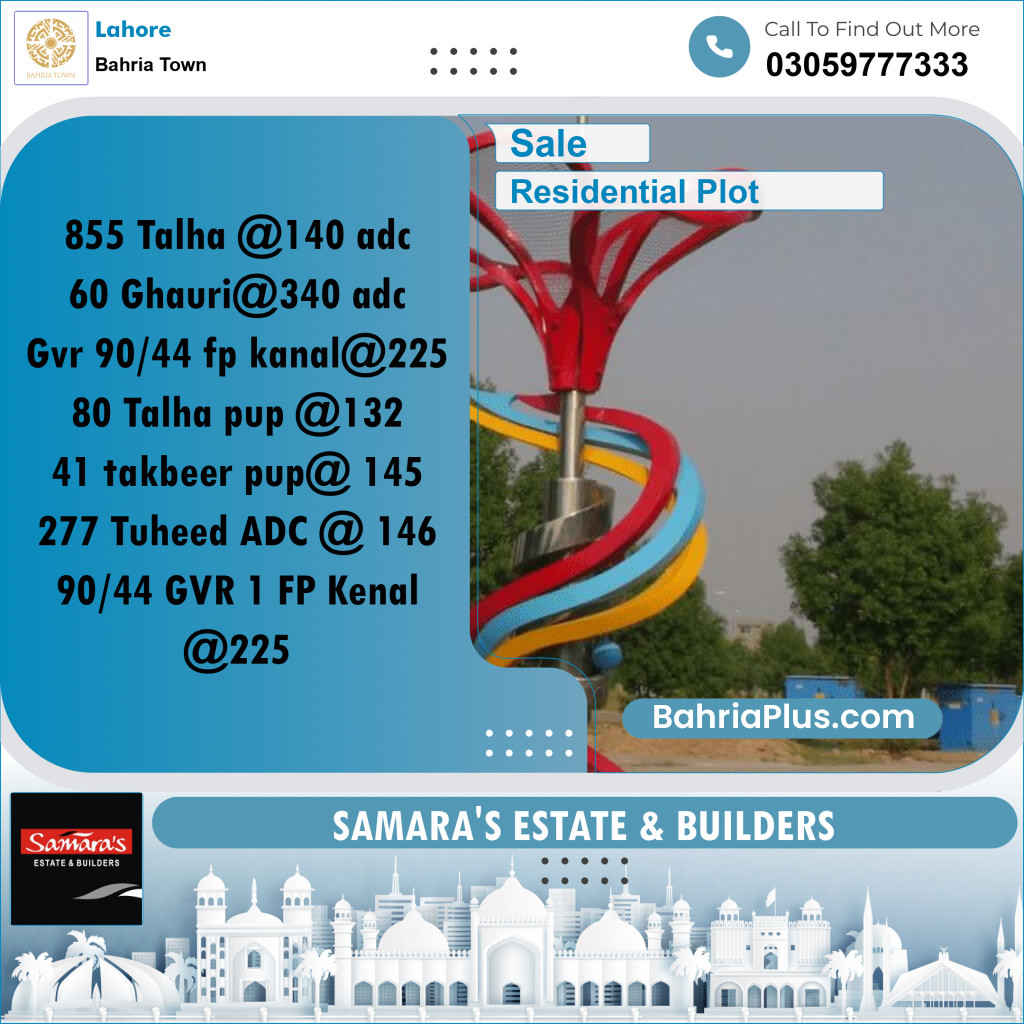 Residential Plot for Sale in Sector F - Talha Block -  Bahria Town, Lahore - (BP-176403)