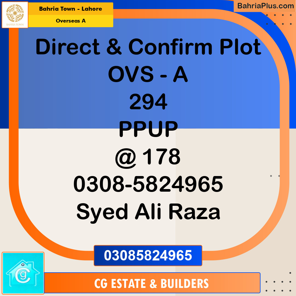 Residential Plot for Sale in Overseas A -  Bahria Town, Lahore - (BP-176409)
