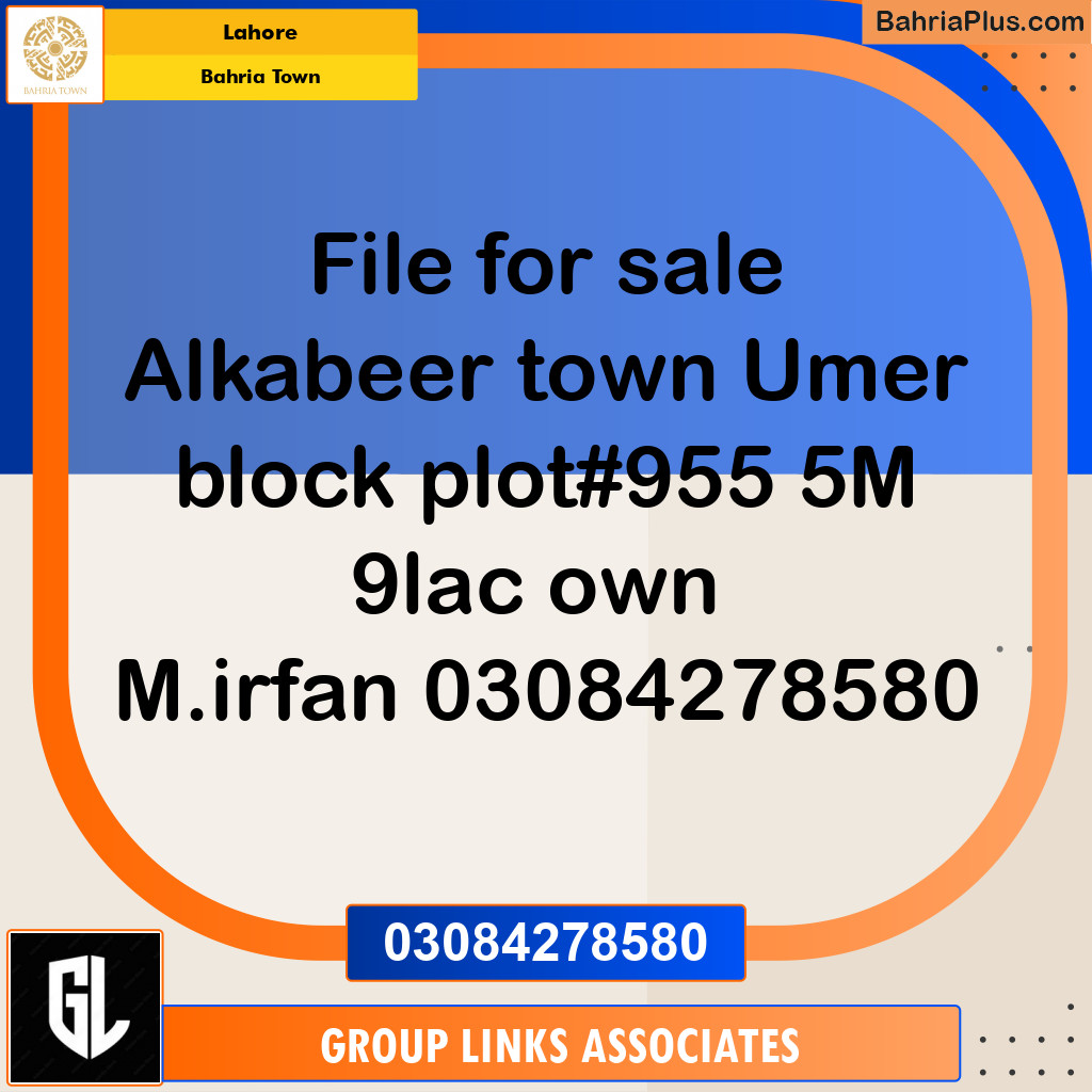 Residential Plot for Sale in Sector B - Umer Block -  Bahria Town, Lahore - (BP-176491)