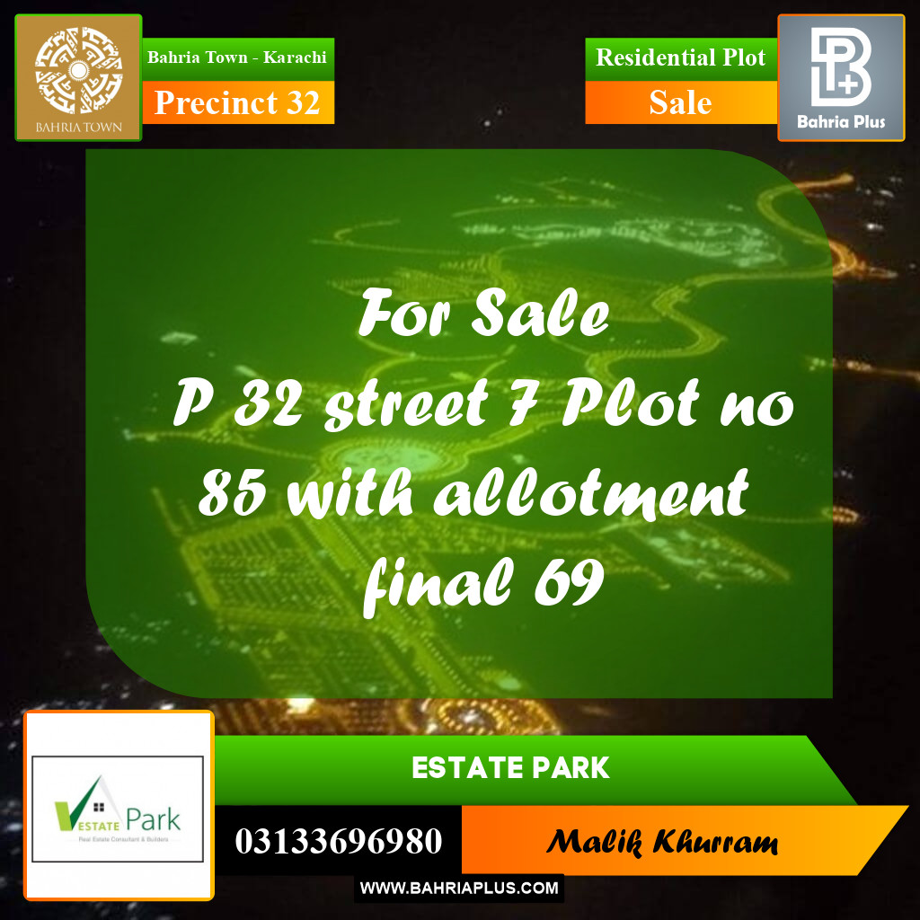 250 Sq. Yards Residential Plot for Sale in Precinct 32 -  Bahria Town, Karachi - (BP-176495)