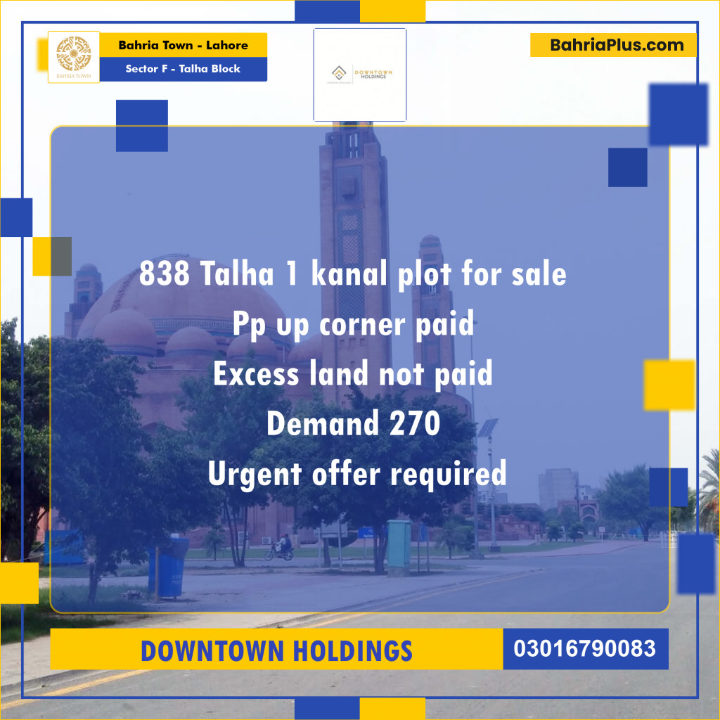 Residential Plot for Sale in Sector F - Talha Block -  Bahria Town, Lahore - (BP-176508)