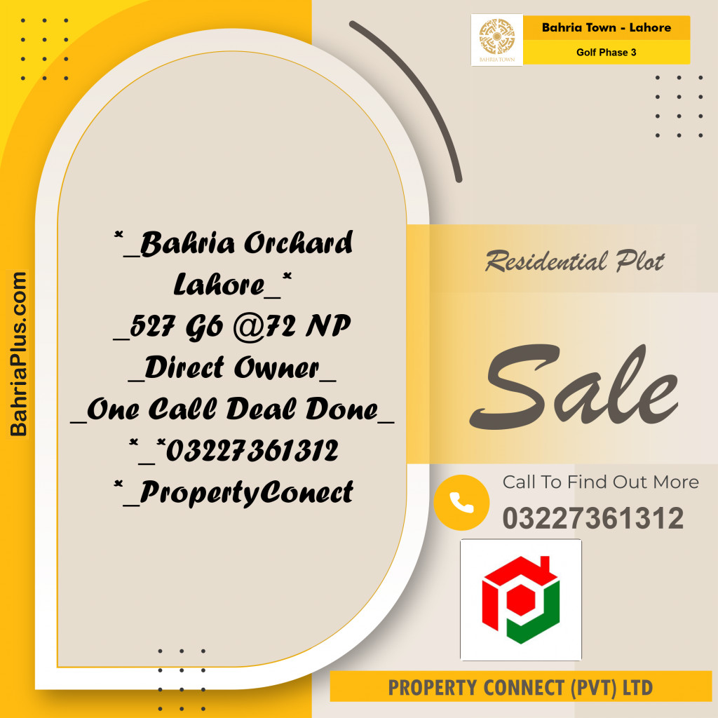 Residential Plot for Sale in Golf Phase 3 -  Bahria Town, Lahore - (BP-176568)