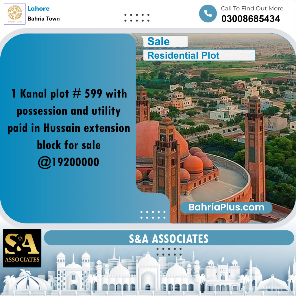 Residential Plot for Sale in Sector C - Nargis/Hussain Ext. -  Bahria Town, Lahore - (BP-176617)