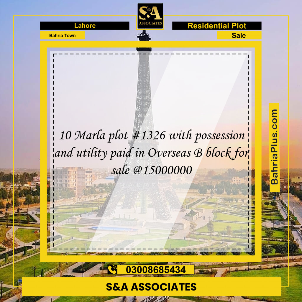 Residential Plot for Sale in Bahria Town, Lahore - (BP-176619)