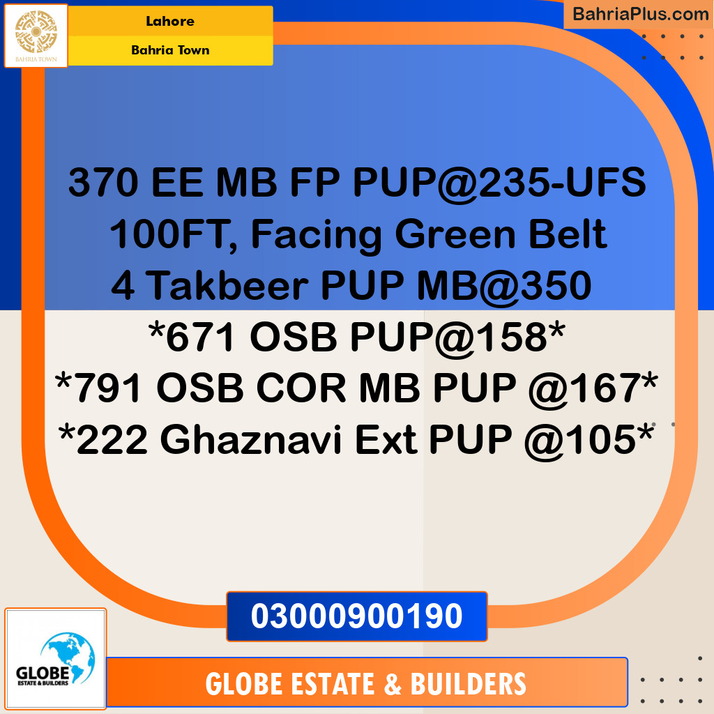 Residential Plot for Sale in Sector D - EE Block -  Bahria Town, Lahore - (BP-176648)