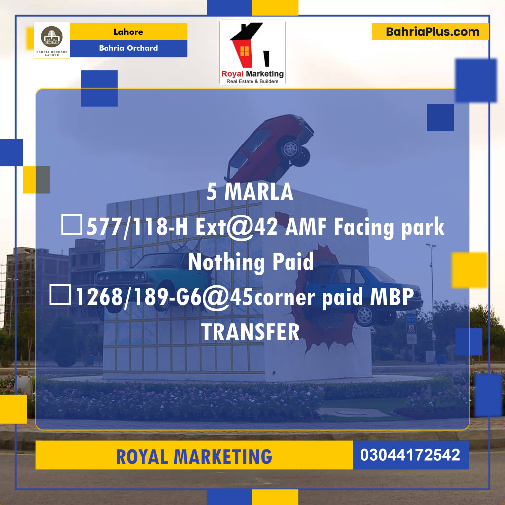 Residential Plot for Sale in Bahria Orchard, Lahore - (BP-176692)