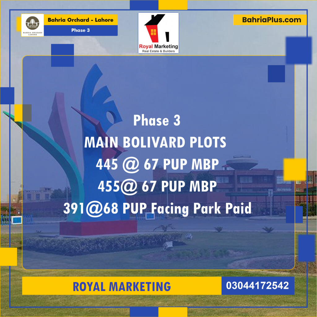 Residential Plot for Sale in Phase 3 -  Bahria Orchard, Lahore - (BP-176693)