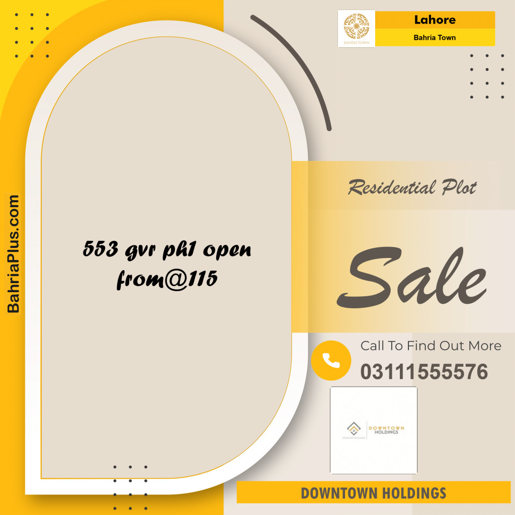 Residential Plot for Sale in Golf Phase 1 -  Bahria Town, Lahore - (BP-176780)