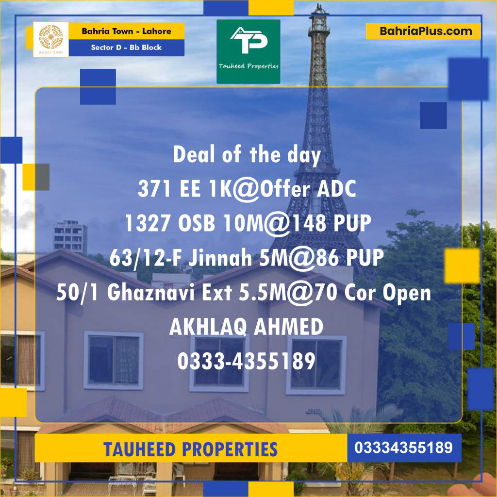 Residential Plot for Sale in Sector D - BB Block -  Bahria Town, Lahore - (BP-176781)
