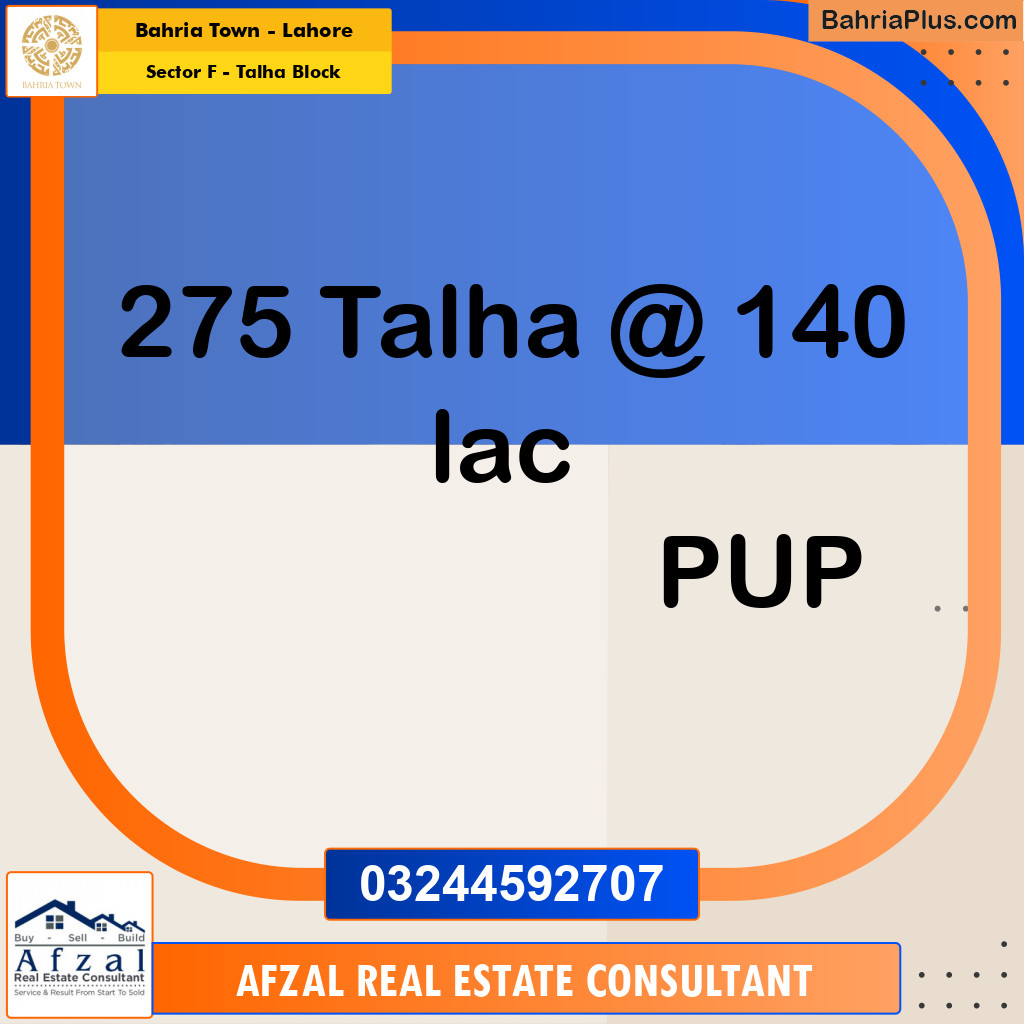 Residential Plot for Sale in Sector F - Talha Block -  Bahria Town, Lahore - (BP-176802)