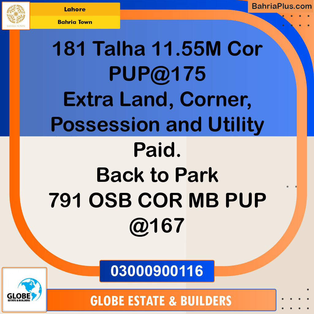 Residential Plot for Sale in Sector F - Talha Block -  Bahria Town, Lahore - (BP-176815)