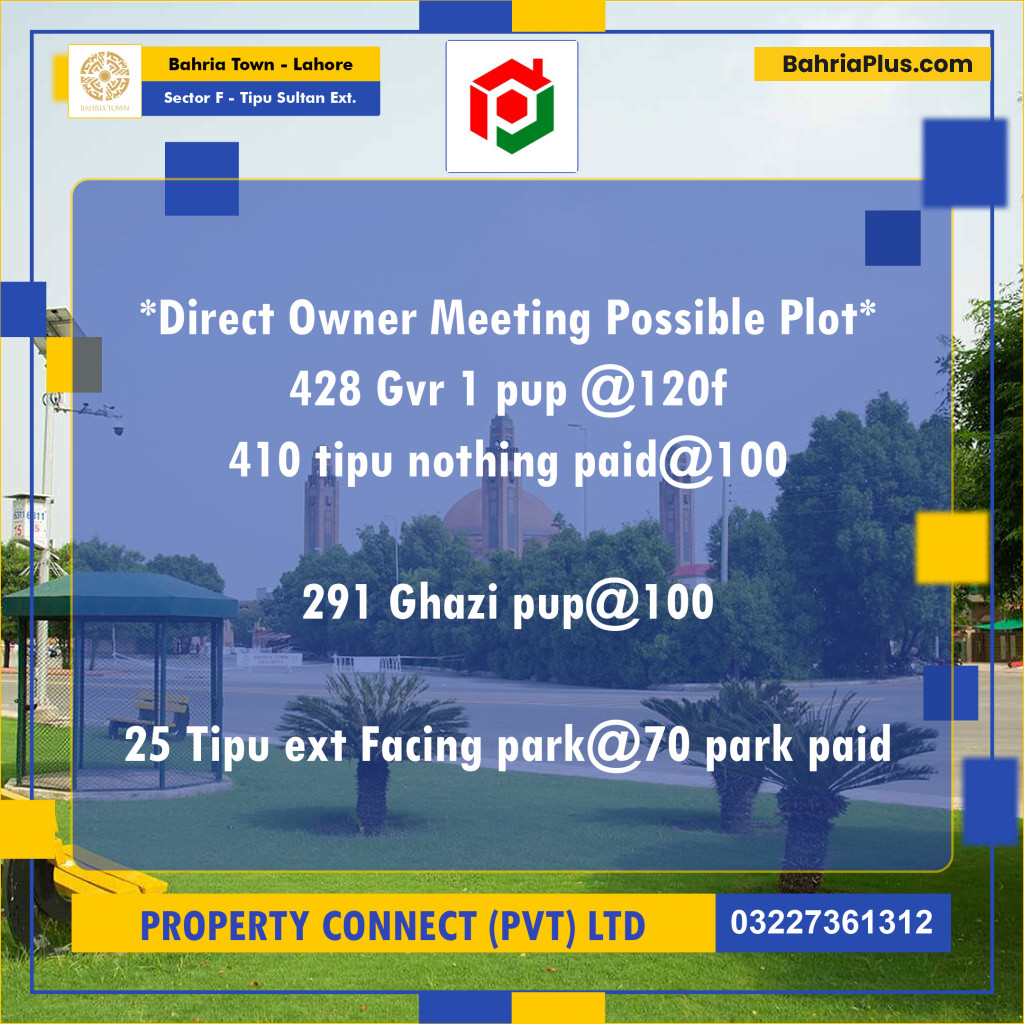 Residential Plot for Sale in Sector F - Tipu Sultan Ext. -  Bahria Town, Lahore - (BP-176851)