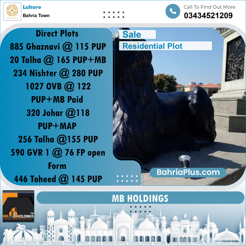 Residential Plot for Sale in Sector F - Ghaznavi Block -  Bahria Town, Lahore - (BP-176876)