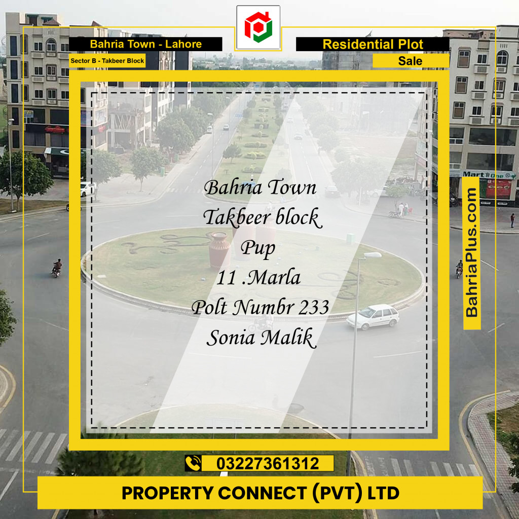 Residential Plot for Sale in Sector B - Takbeer Block -  Bahria Town, Lahore - (BP-176928)