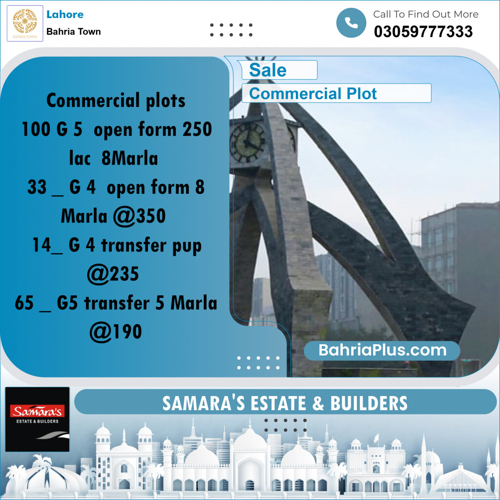 Commercial Plot for Sale in Bahria Town, Lahore - (BP-176963)