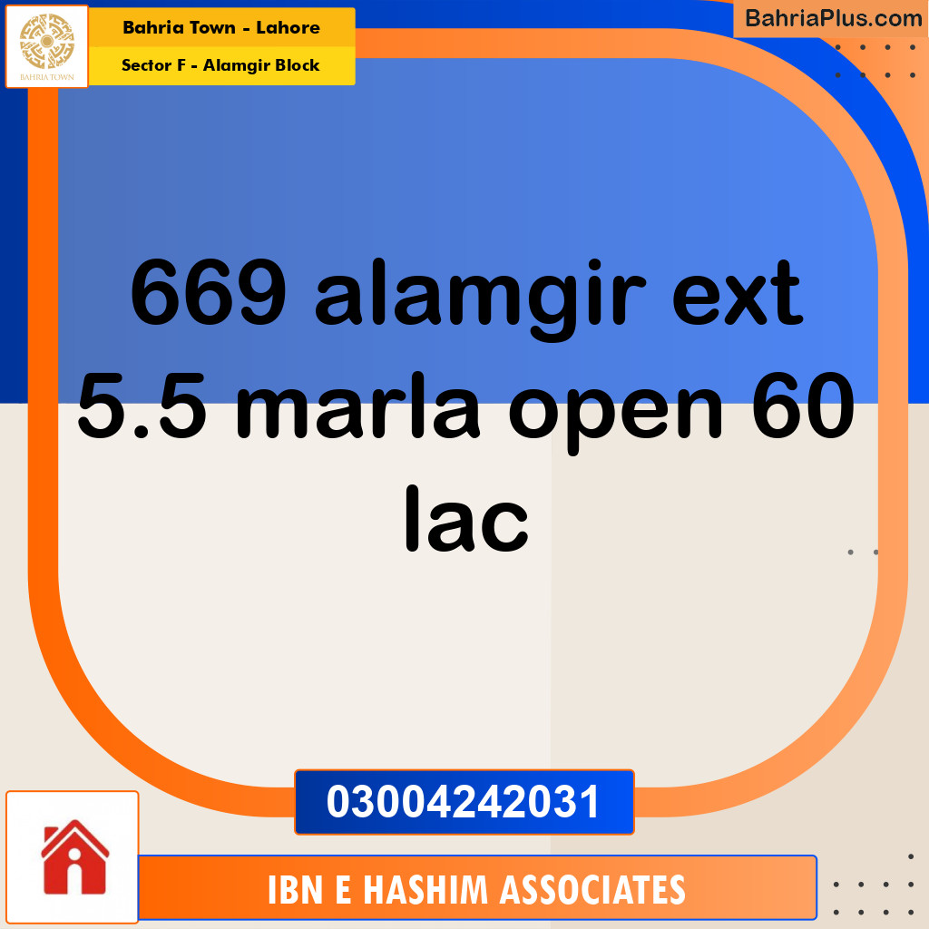 Residential Plot for Sale in Sector F - Alamgir Block -  Bahria Town, Lahore - (BP-176980)