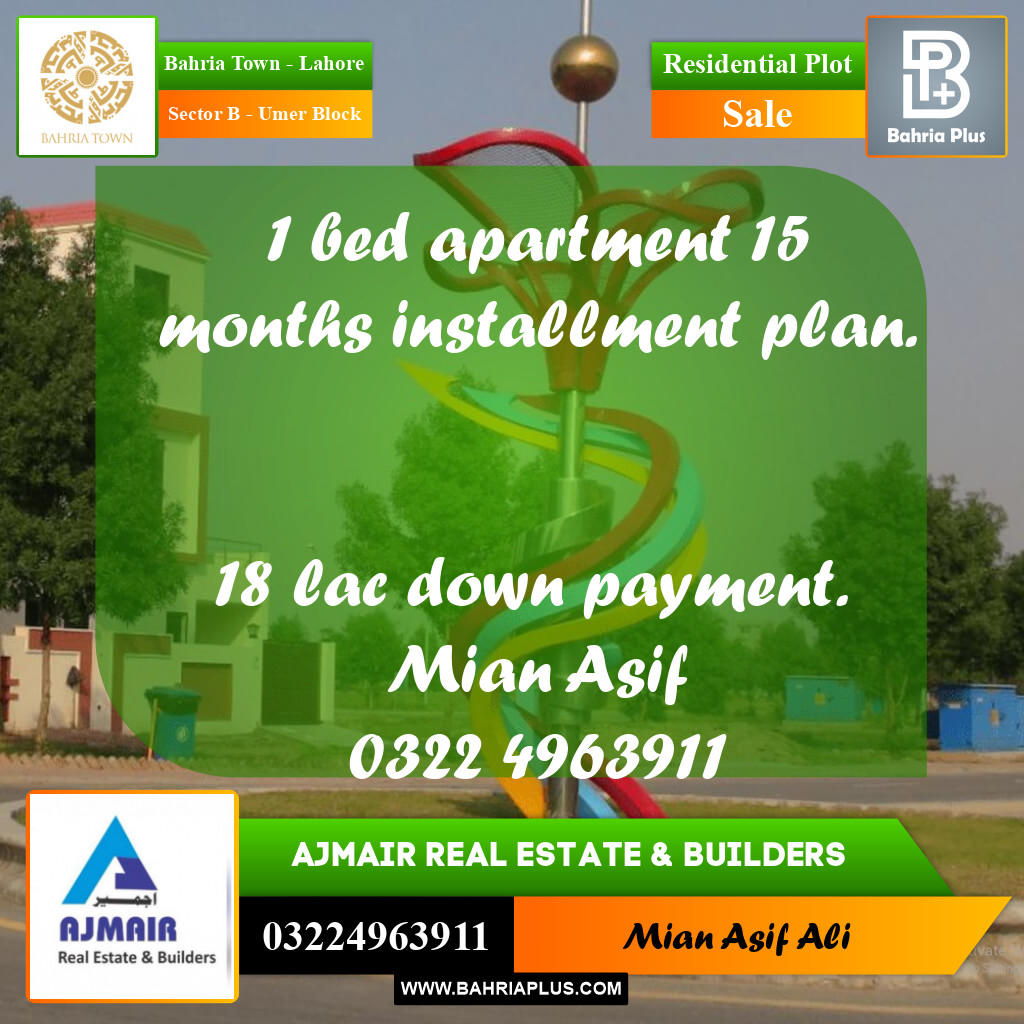Residential Plot for Sale in Sector B - Umer Block -  Bahria Town, Lahore - (BP-176999)