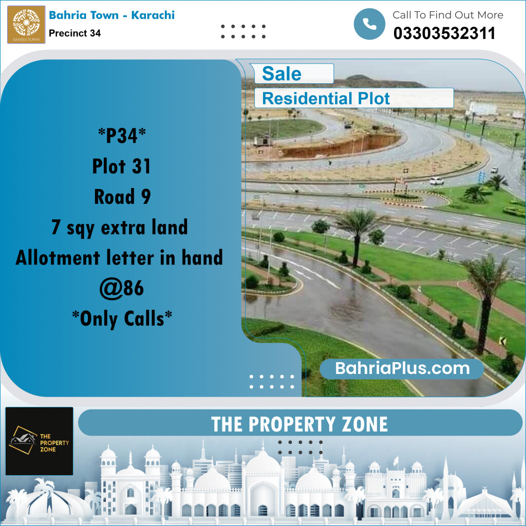 250 Sq. Yards Residential Plot for Sale in Precinct 34 -  Bahria Town, Karachi - (BP-177039)