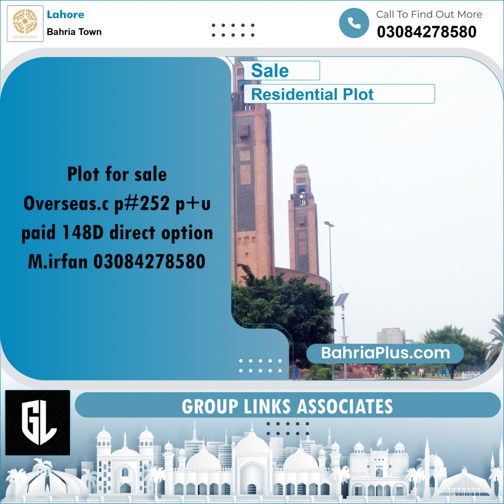 Residential Plot for Sale in Overseas C -  Bahria Town, Lahore - (BP-177055)