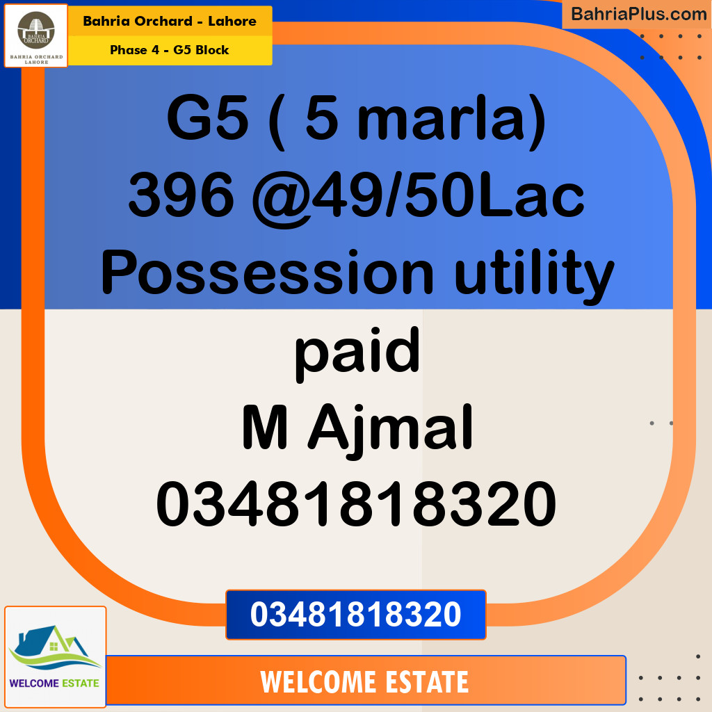 Residential Plot for Sale in Phase 4 - G5 Block - Bahria Orchard, Lahore - (BP-177133)