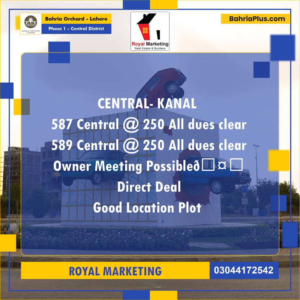 Residential Plot for Sale in Phase 1 - Central District - Bahria Orchard, Lahore - (BP-177137)
