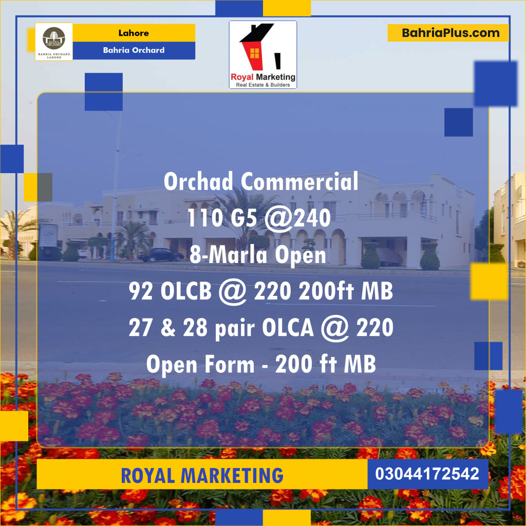 Commercial Plot for Sale in Phase 4 - G5 Block -  Bahria Orchard, Lahore - (BP-177138)