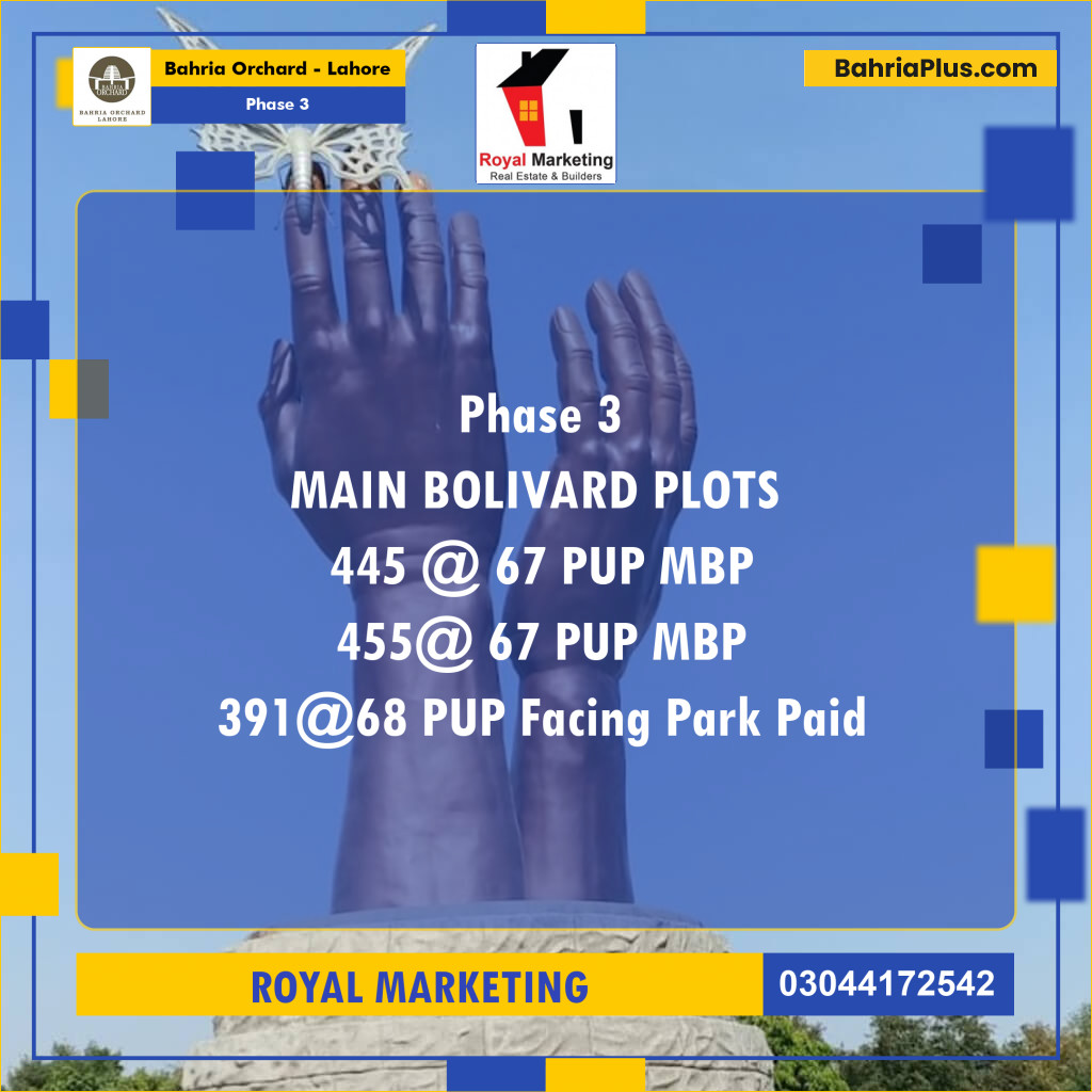 Residential Plot for Sale in Phase 3 -  Bahria Orchard, Lahore - (BP-177144)