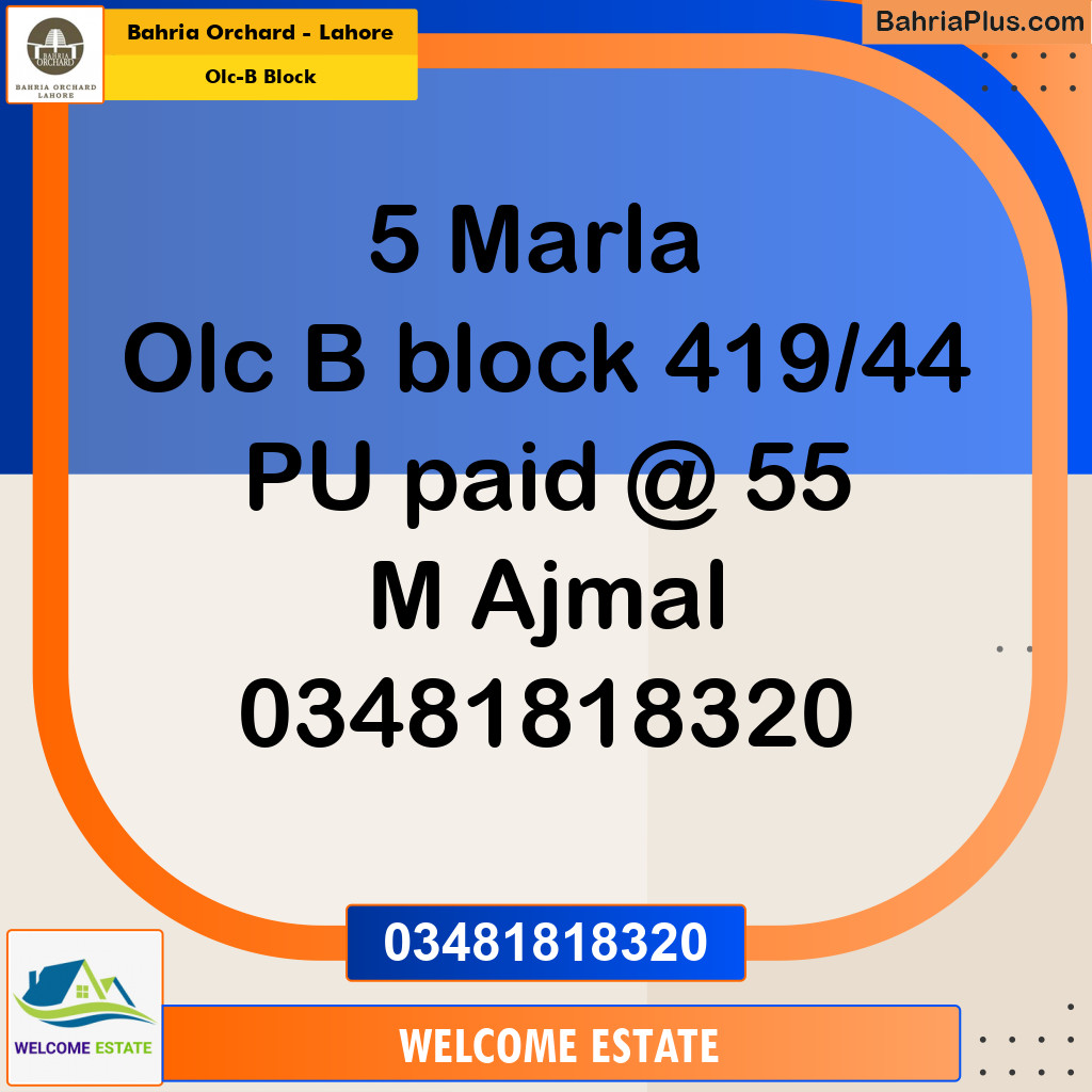 Residential Plot for Sale in OLC-B Block -  Bahria Orchard, Lahore - (BP-177156)