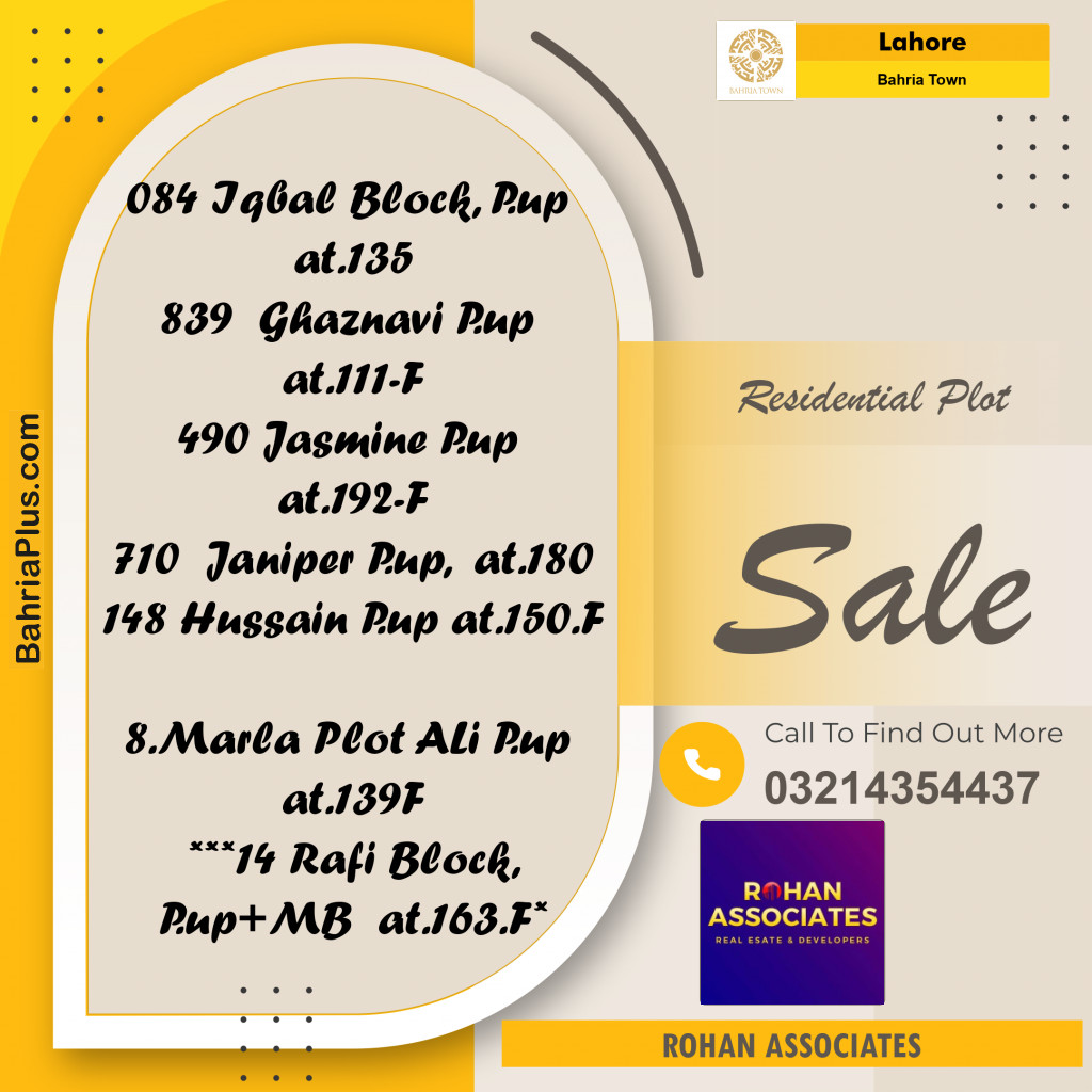 Residential Plot for Sale in Sector E - Iqbal Block - Bahria Town, Lahore - (BP-177180)