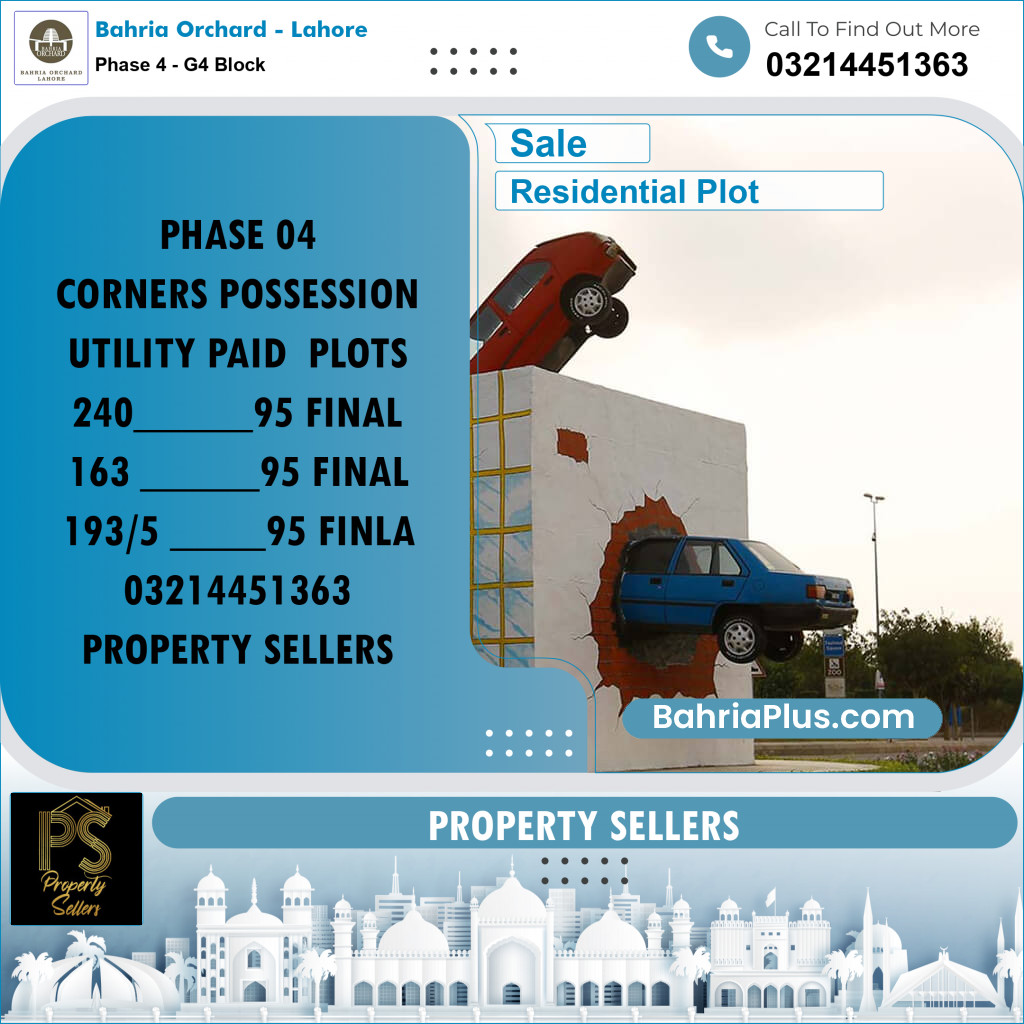 Residential Plot for Sale in Phase 4 - G4 Block - Bahria Orchard, Lahore - (BP-177186)