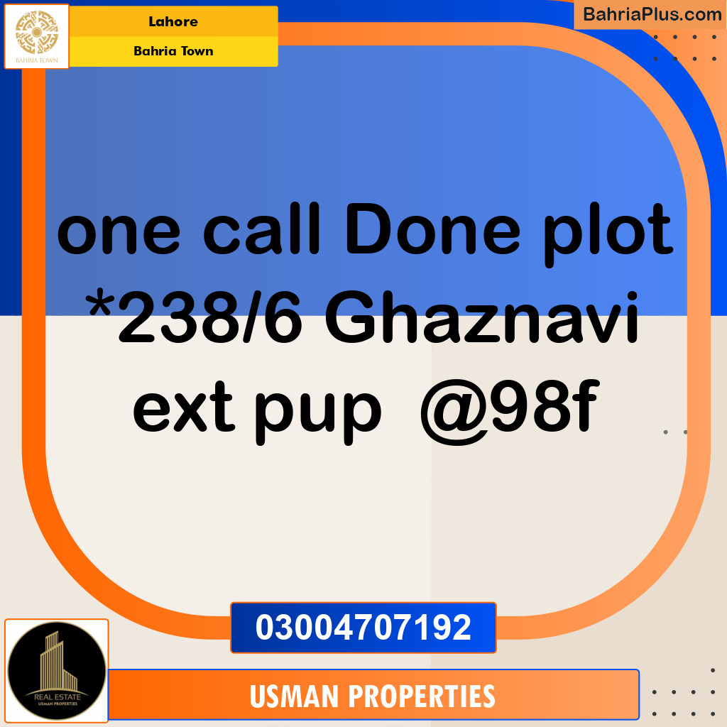 Residential Plot for Sale in Sector F - Ghaznavi Ext. Block - Bahria Town, Lahore - (BP-177293)
