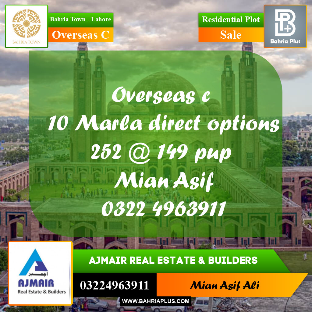 Residential Plot for Sale in Overseas C -  Bahria Town, Lahore - (BP-177313)