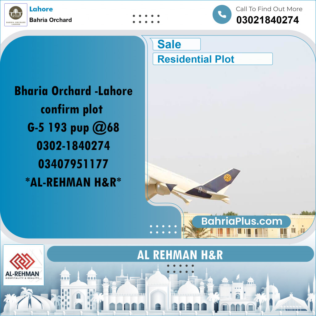 Residential Plot for Sale in Bahria Orchard, Lahore - (BP-177336)