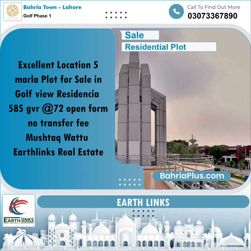 Residential Plot for Sale in Golf Phase 1 -  Bahria Town, Lahore - (BP-177349)