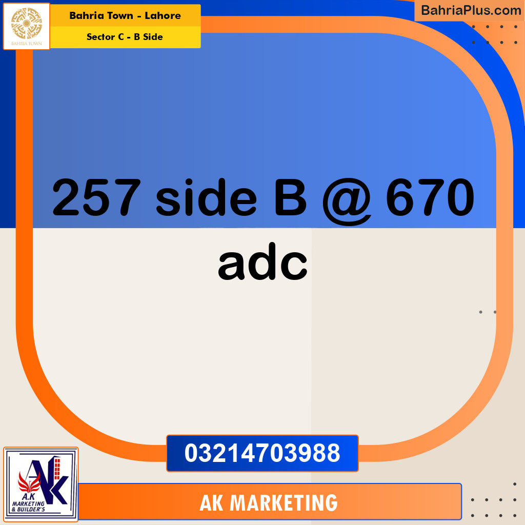 Commercial Plot for Sale in Sector C - B Side -  Bahria Town, Lahore - (BP-177432)