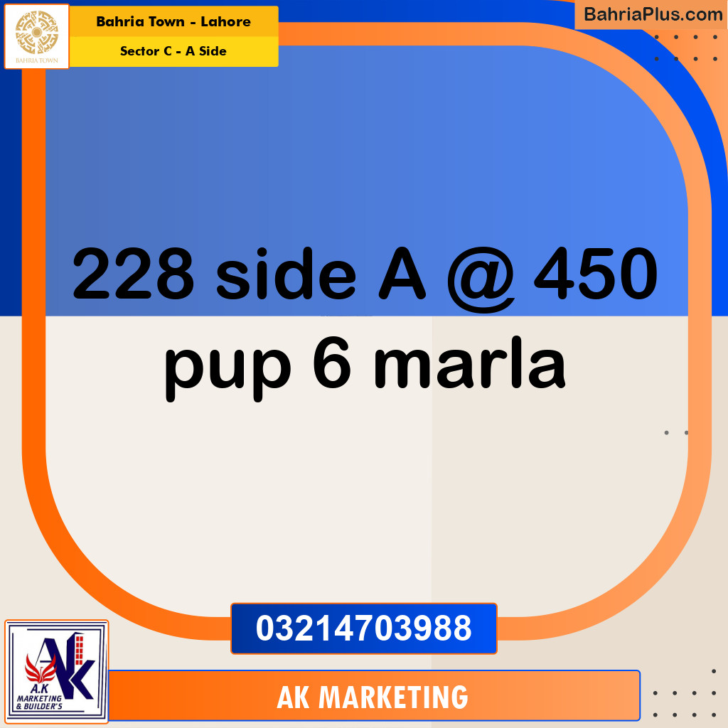 Commercial Plot for Sale in Sector C - A Side -  Bahria Town, Lahore - (BP-177434)