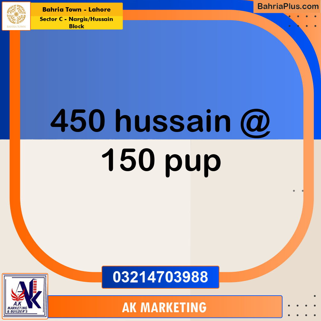 Residential Plot for Sale in Sector C - Nargis/Hussain Block -  Bahria Town, Lahore - (BP-177440)