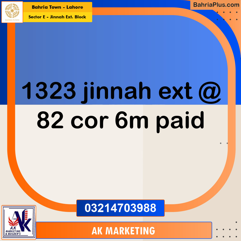 Residential Plot for Sale in Sector E - Jinnah Ext. Block -  Bahria Town, Lahore - (BP-177447)