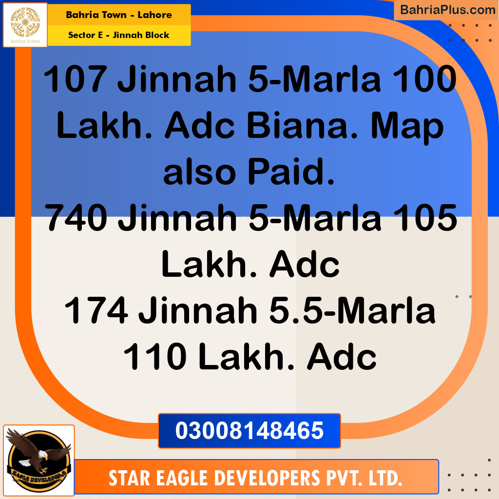 Residential Plot for Sale in Sector E - Jinnah Block -  Bahria Town, Lahore - (BP-177473)