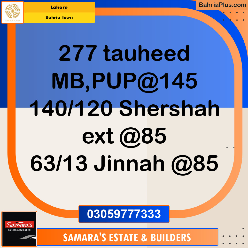 Residential Plot for Sale in Sector F - Tauheed Block -  Bahria Town, Lahore - (BP-177570)