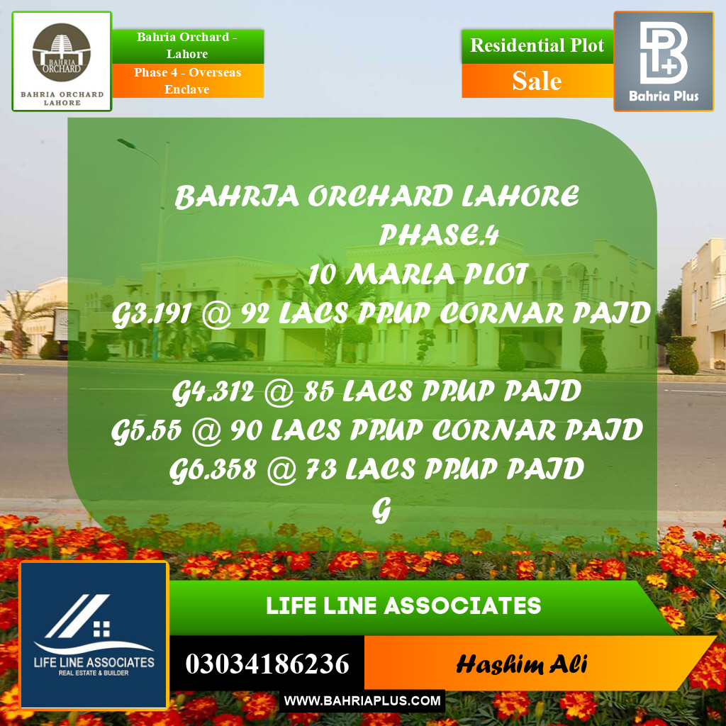 Residential Plot for Sale in Phase 4 - Overseas Enclave - Bahria Orchard, Lahore - (BP-177579)