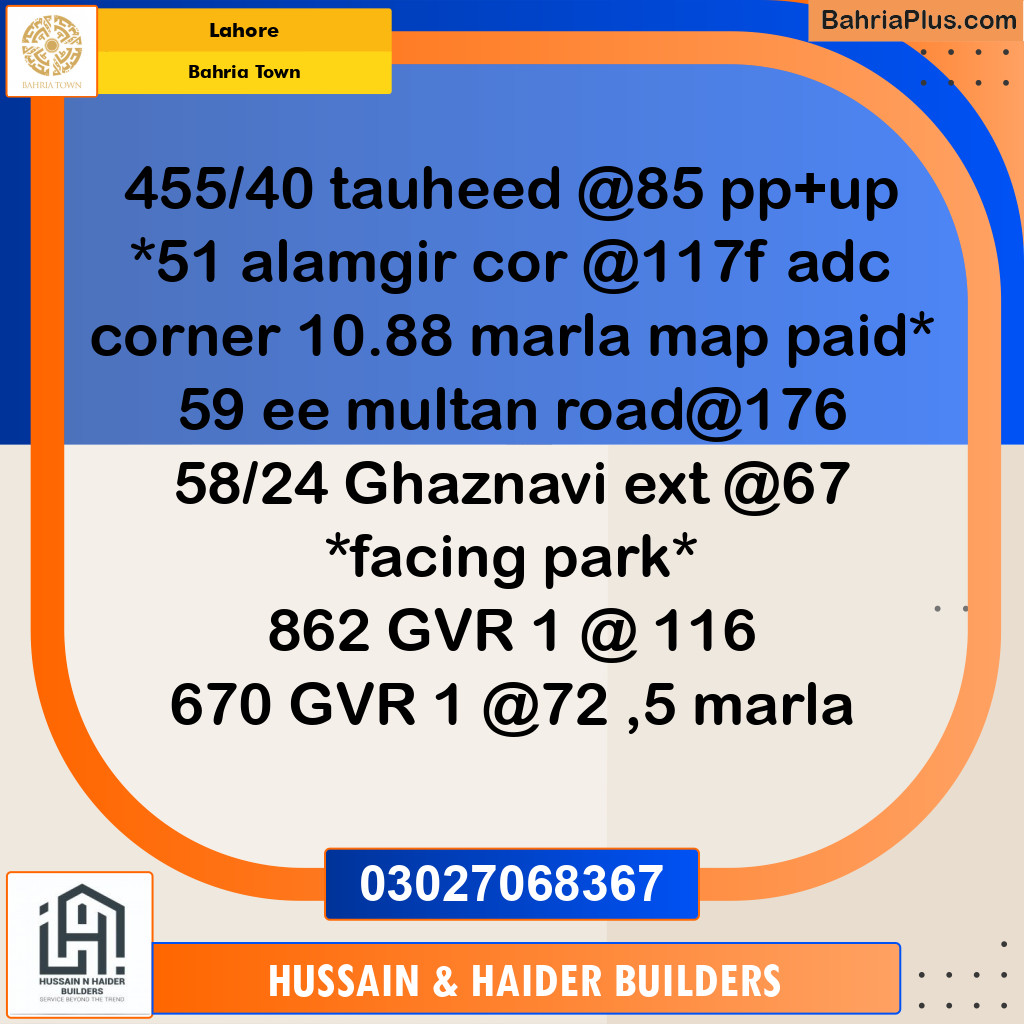 Residential Plot for Sale in Bahria Town, Lahore - (BP-177606)
